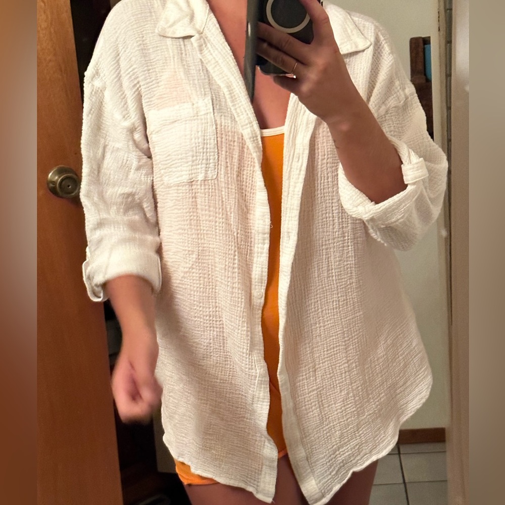 Kona sol cotton gauze button down shirt